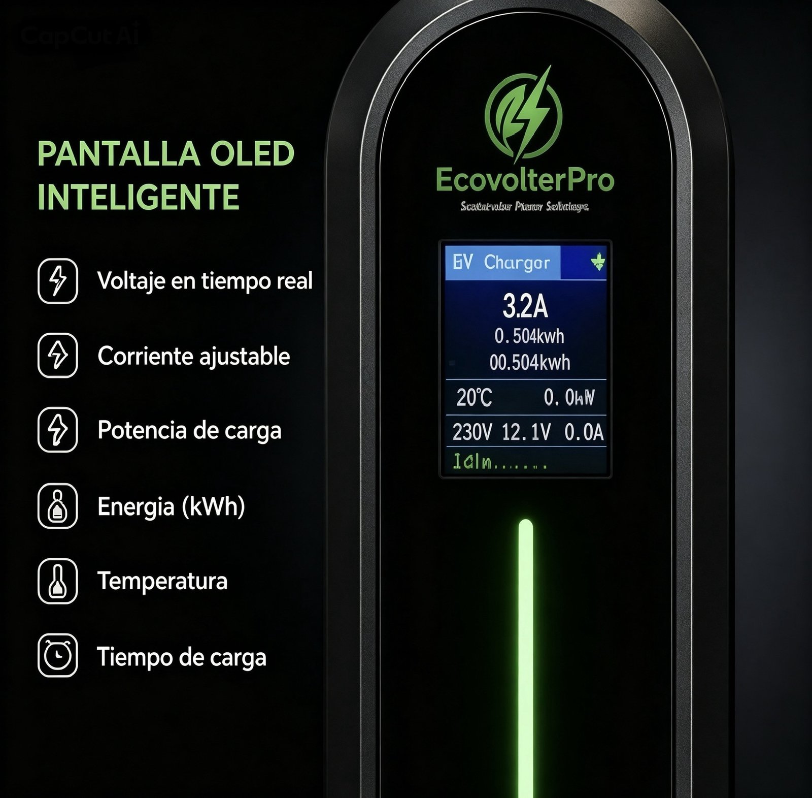 Cargador Portátil Auto Eléctrico Ecovolterpro Regulable 32A 7kw Tipo 2 - Imagen 8