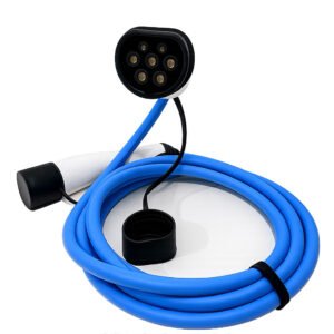 Cable de carga para auto eléctrico Tipo 2 a Tipo 2 22kW azúl EcovolterPro