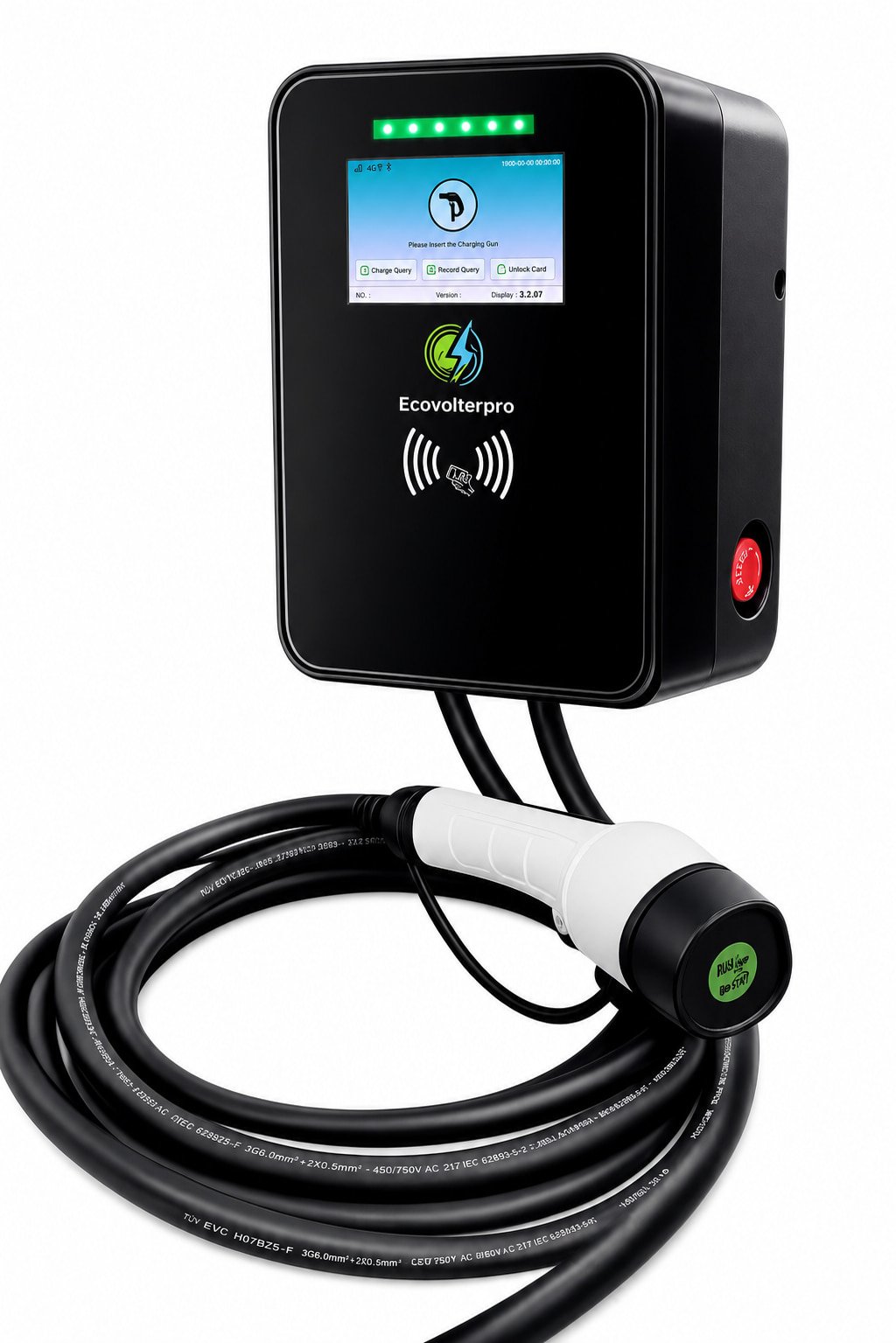 Cargador Wallbox 7.4kW 32A con protocolo OCPP y conector Tipo 2 EcovolterPro