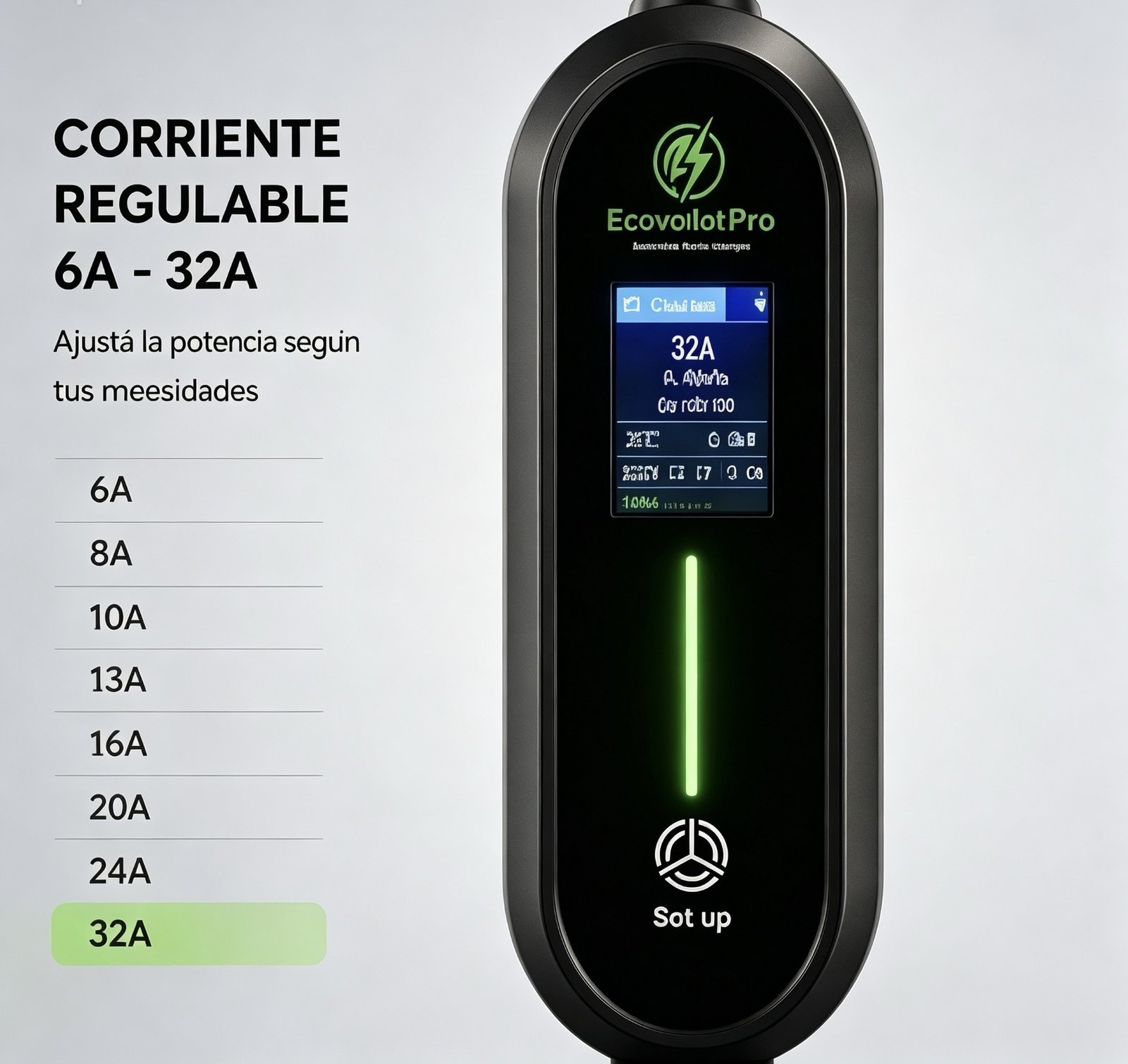 Cargador Portátil Auto Eléctrico Ecovolterpro Regulable 32A 7kw Tipo 2 - Imagen 7