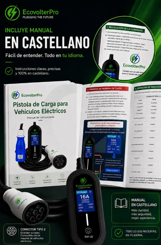 Cargador Portátil Ecovolterpro Auto Eléctrico 13a 2.9kw Tipo 2 - Imagen 5